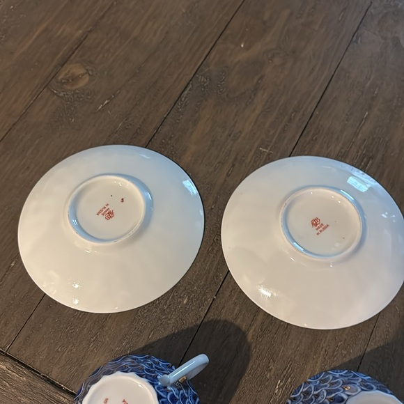 Imperial Lomonosov Porcelain Two Teacups w/Saucers.  Forget-Me-Not 22K Gold. - Picture 7 of 9